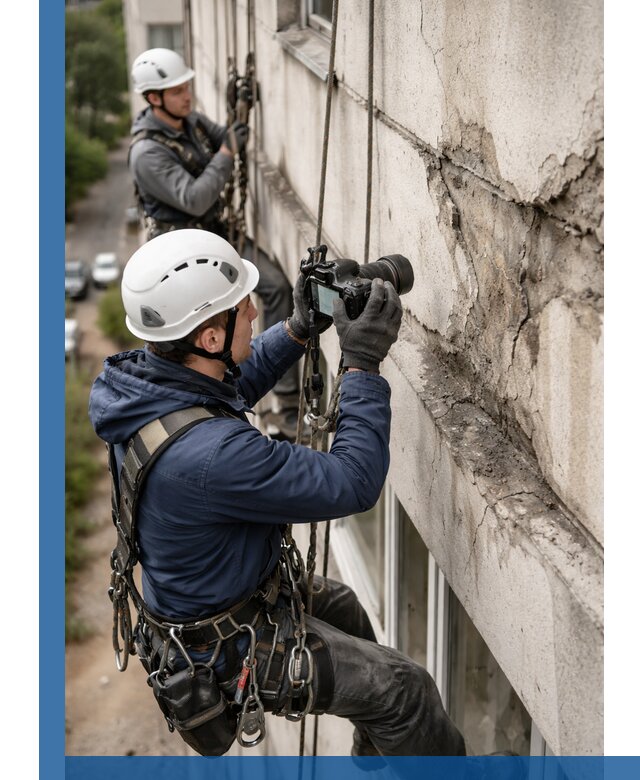 Фотофиксация дефектов фасада с высотной съемкой в Печоре