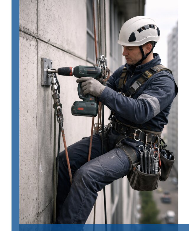 Установка анкерных точек для высотных работ в Печоре