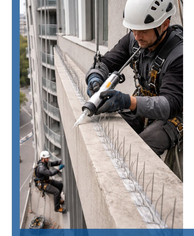 Установка шипов от птиц на фасадах и кровлях в Печоре